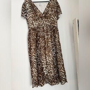 Chiffon Animal Print Midi Dress